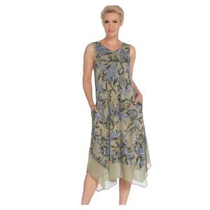 LOGO Lori Goldstein Sleeveless Floral Dress Women Large Stretchy Comfortable